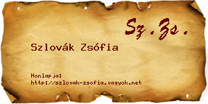 Szlovák Zsófia névjegykártya